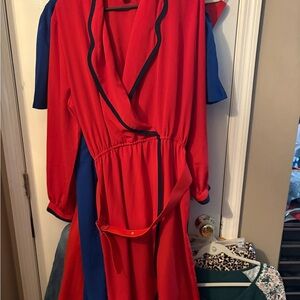 Red‎ and Blue Wrap Dress
